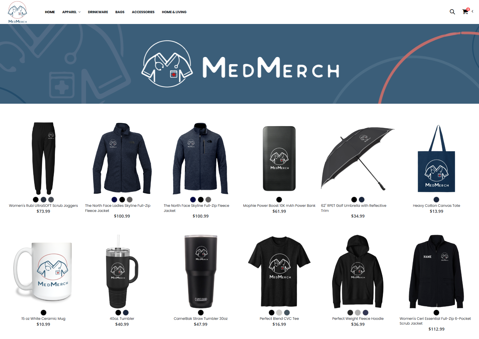 A MedMerch custom storefront